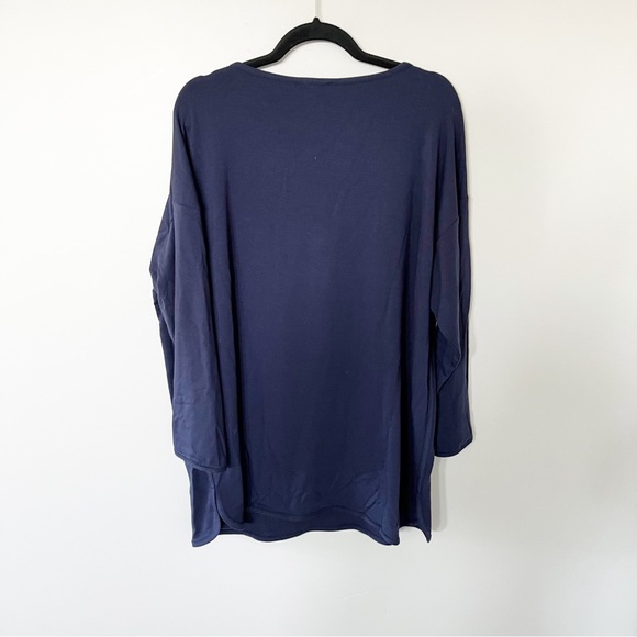 Eileen Fisher tencel terry midnight bateau nk top blue women’s X-Large NWT - Picture 2 of 8